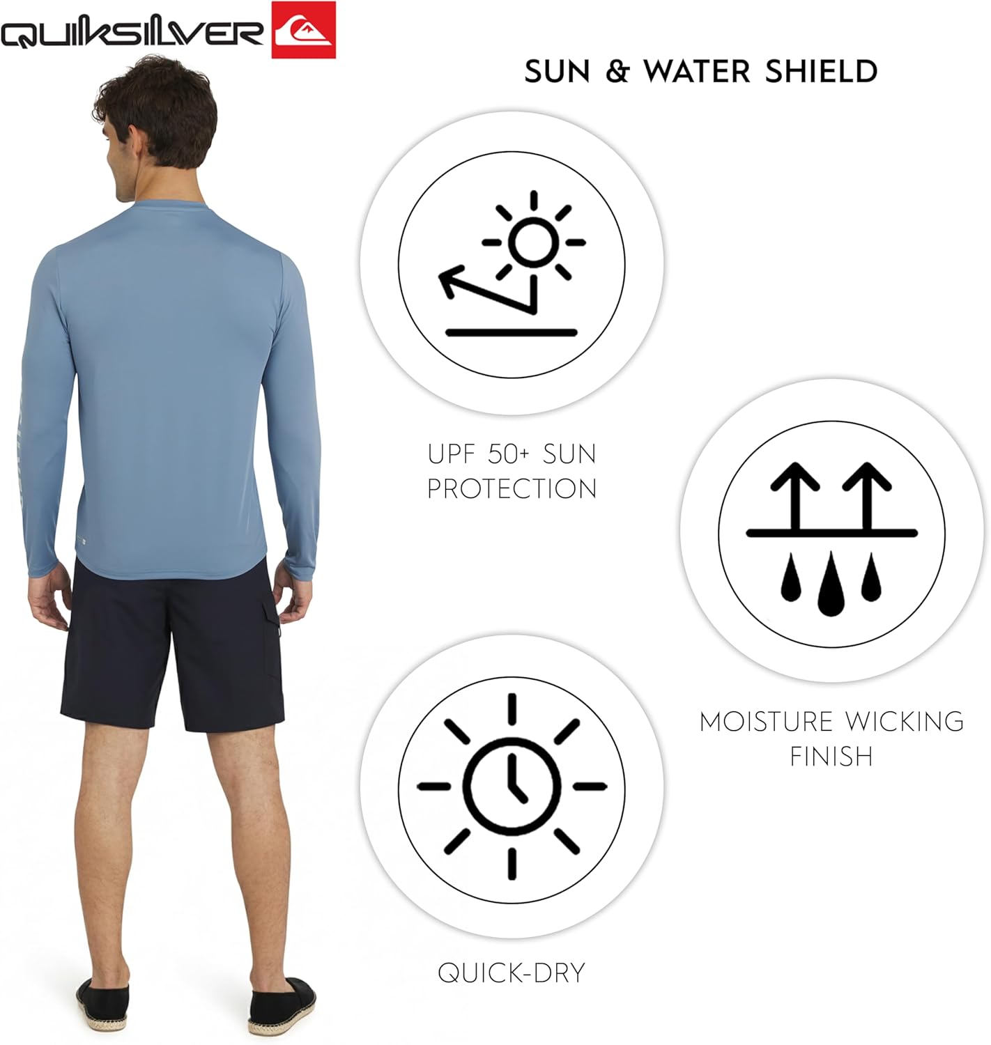 Quiksilver Men's Swimwear Regular Fit UPF 50 Long Sleeve Sun Tee Rash Guard Shirt (S-XXL) - Image 5