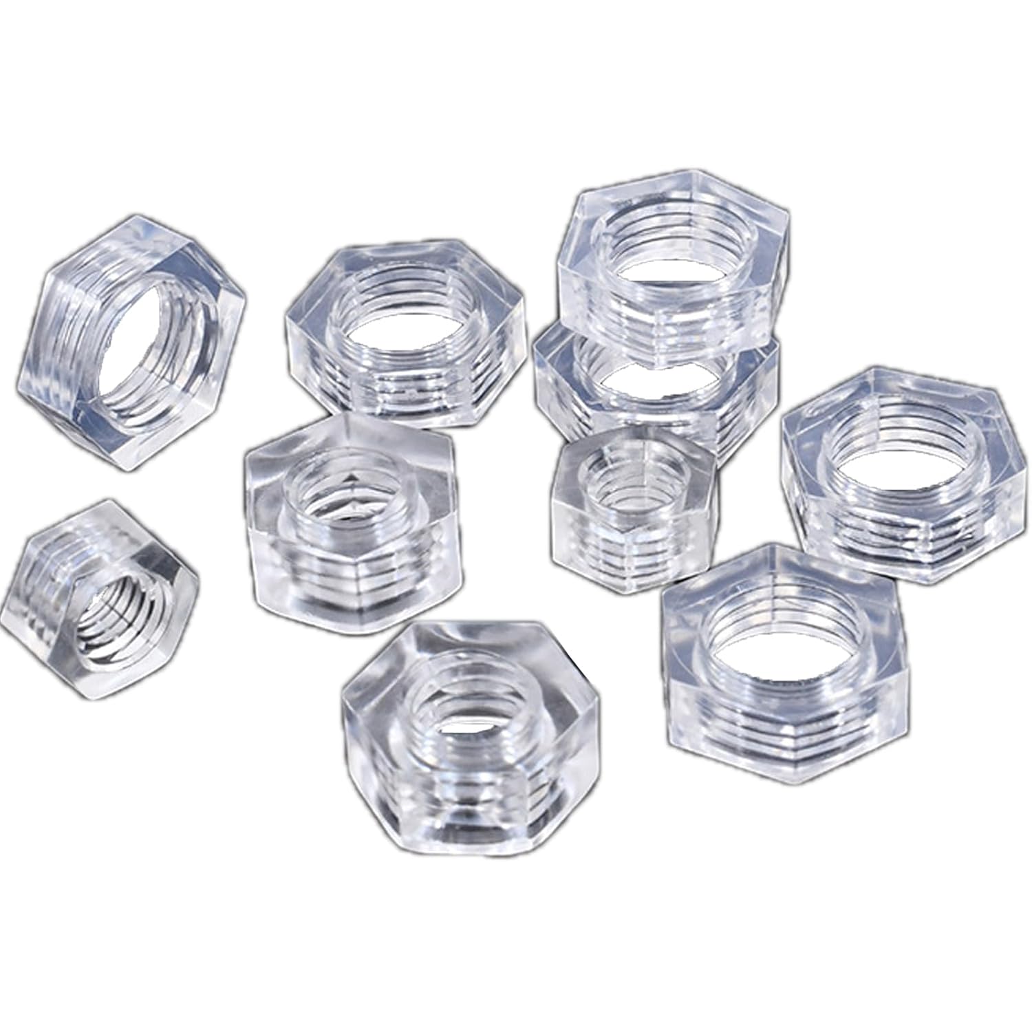 nut,Hexagonal nut, Transparent Plastic Hexagon Nut Clear Hex M2 .5 M3 M4 M5 M6 10Pcs