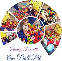 Vista 4 de Eocolz Alberca de pelotas para niños grande, pop-up, tienda de pelotas para niños, corral de juegos para bebés con aro de baloncesto y bolsa