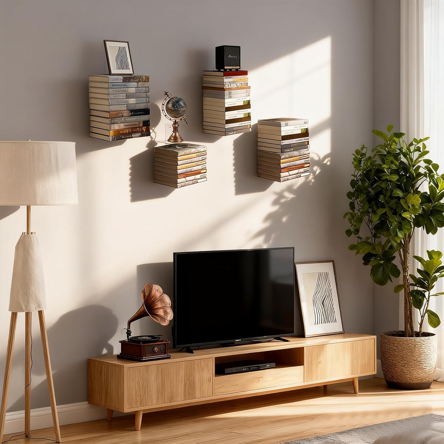 Similar 8 Tier Invisible Floating Bookshelves for Wall,Heavy Duty Floating Book Shelves, Metal Book Organizers Vertical Spine Book Tower for Home Office, 4 Pack(White) 4pc-8 Tier