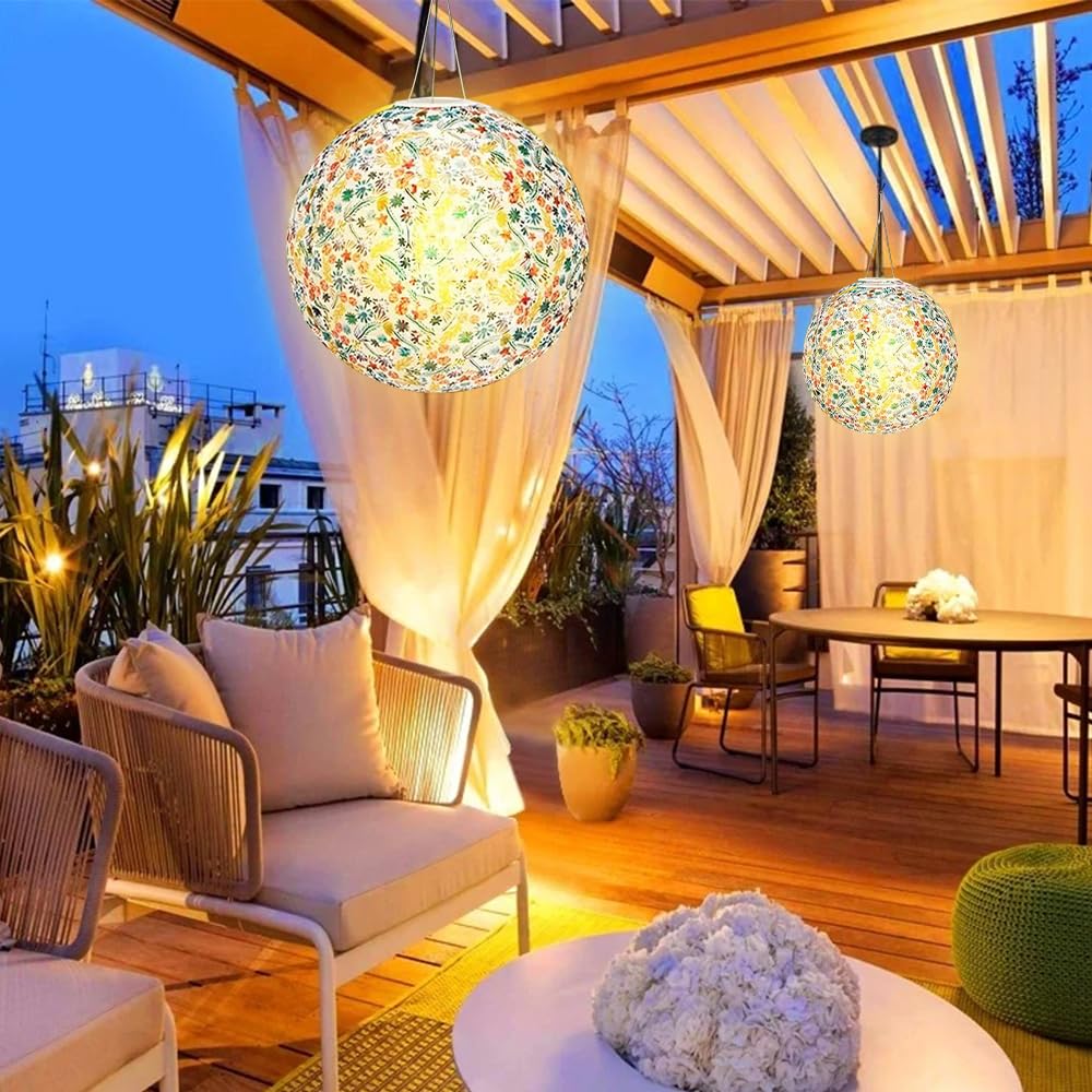 2 Piezas Farolillos Solares Exterior, 30CM Impermeables Faroles Solares Exterior, Farolillos Solare Exteriors Jardin, para Hogar Jardín Terraza Fiesta Decoracion