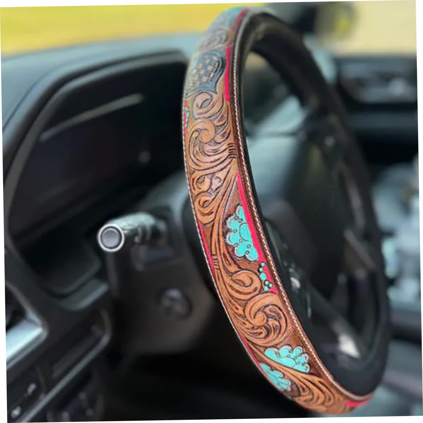 1 funda para volante de cuero, 15 fundas antideslizantes de cuero para volante, agarre transpirable de PU para una conducción segura y cómoda, estilo 1.