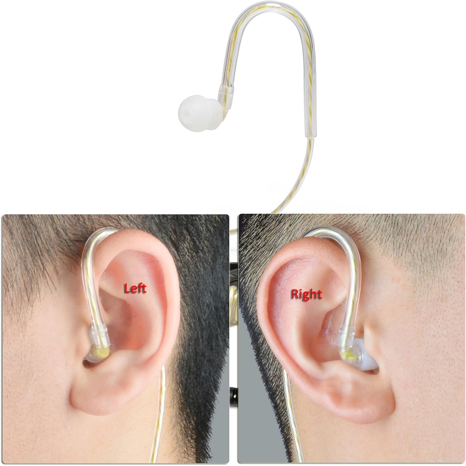 HYS Nylon Case with Belt Loop & D-Ring/Black Carrying Strap with 2.5mm Receiver/Listen ONLY Surveillance Dynamic Balanced Armature Wired Earbuds Earpiece