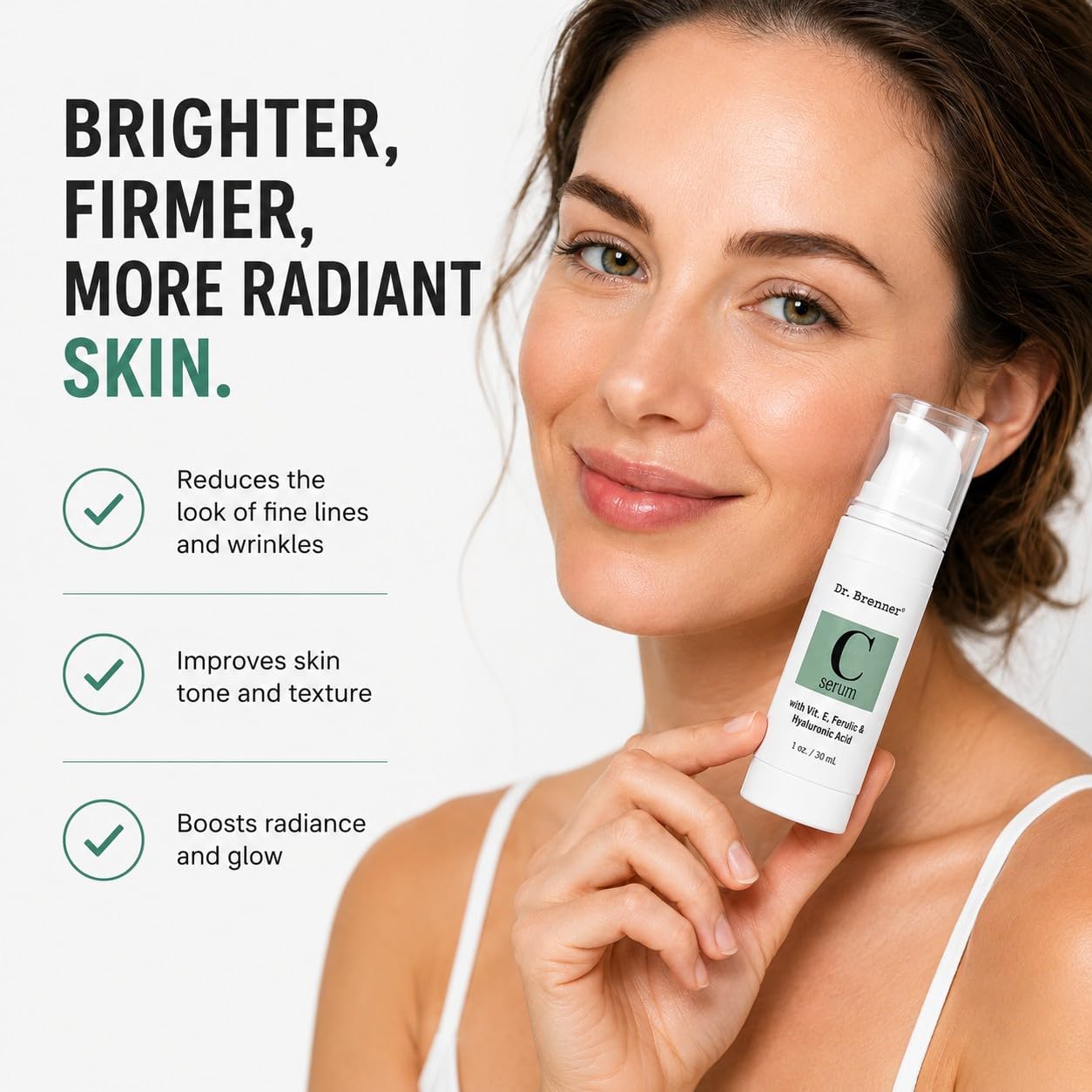 Serum witaminy C 20% czysty kwas L-askorbinowy, kwas ferulowy, witamina E i kwas hialuronowy do twarzy i oczu, 30 ml od dr Brenner