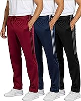 Real Essentials Men's 3 Pack Sweatpants: Athletic Open Bottom Track Pants with Pockets for Workout, Running, Lounge | Big & Tall