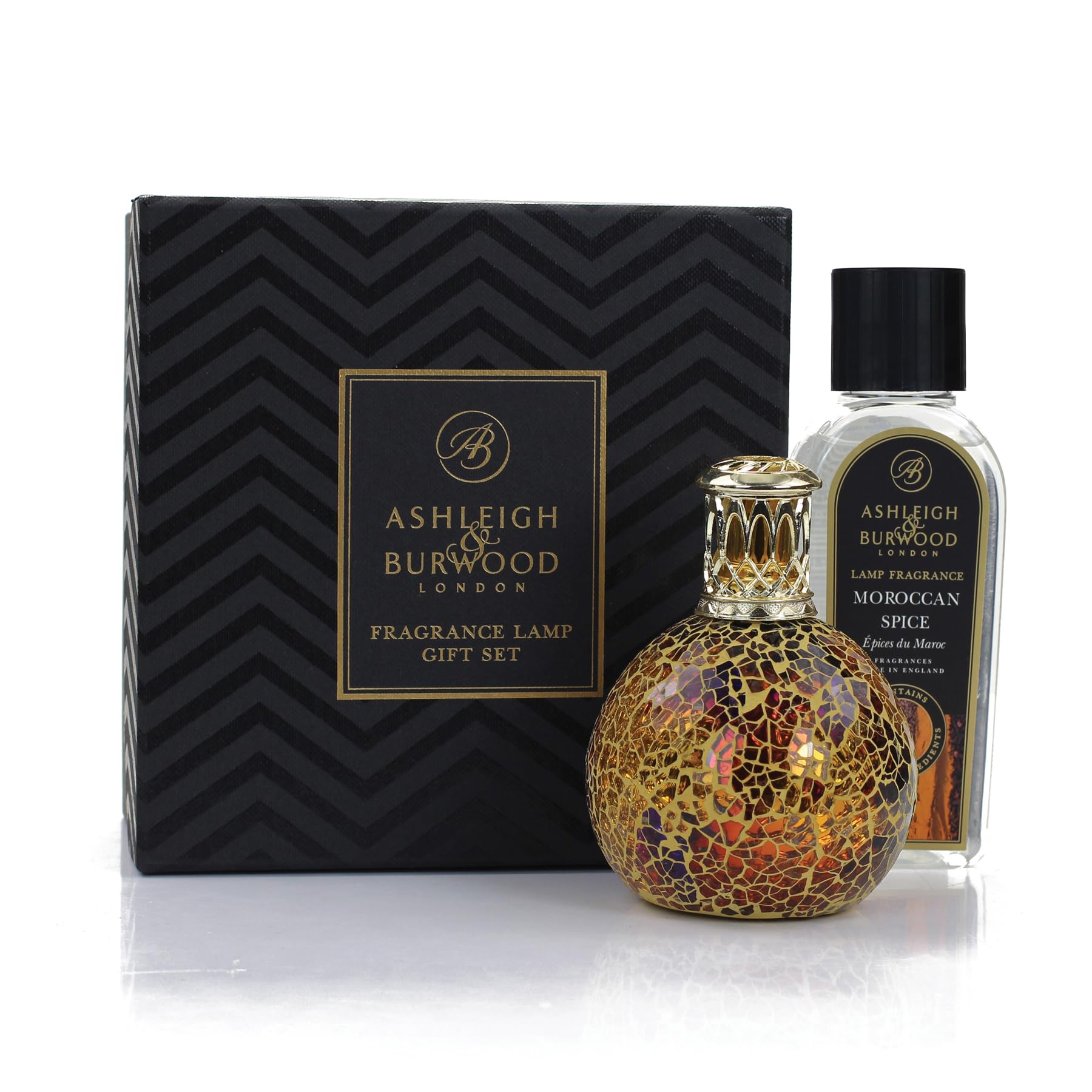 Fragrance Lamp Gift Set | Setting Sun | Moroccan Spice 250ml & Hand-Crafted Fragrance Lamp | Luxury Home Fragrance & Refillable Aromatherapy Diffuser | Air Purifying