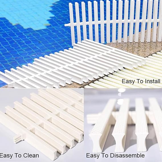 TIST Pool Safety Grills Drainage Overflow Grating ABS Plastic Drainage Channel Overflow Grating Suitable for Gardens, Garages, Swimming Pools Designed with Non-Slip Surfaces(Width35cm-5PCS)