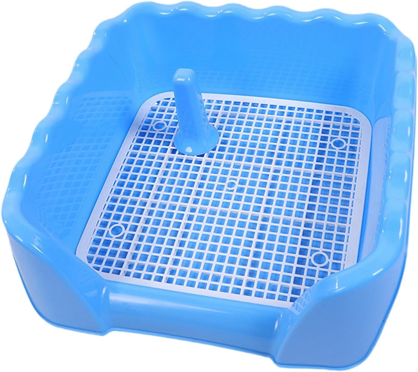MagiDeal Portable Dog Toilet Potty Tray, Training Pee Pads Holder Litter Box with Protection Wall Every Side, Easy to Clean & Leak Protection Potty Pad for Small Medium Dogs Pet, Blue 41×41×15cm