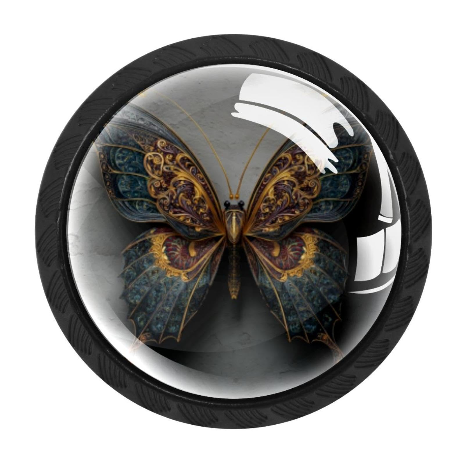 CHENZZZZ 4 Pack Cabinet Knobs Black Drawer Knobs Round Kitchen Cabinet Knobs Butterfly Cabinet Handles Hardware Dresser Knobs and Pulls for Bathroom Cabinets
