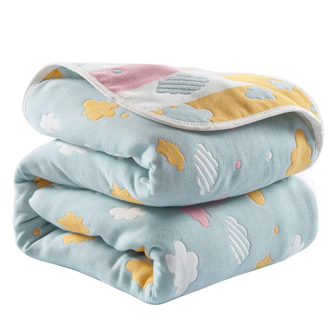 Levoberg - Manta para bebé, 100% algodón suave, 6 capas de muselina, 120 x 150 cm, manta para bebé