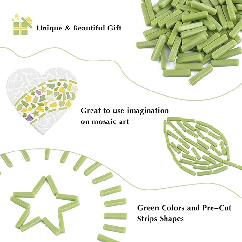 Miniatura 8 de Azulejos de mosaico para manualidades a granel, piezas de vidrio de mosaico de 5.29 oz, azulejos de vidrio con formas de tiras para manualidades,