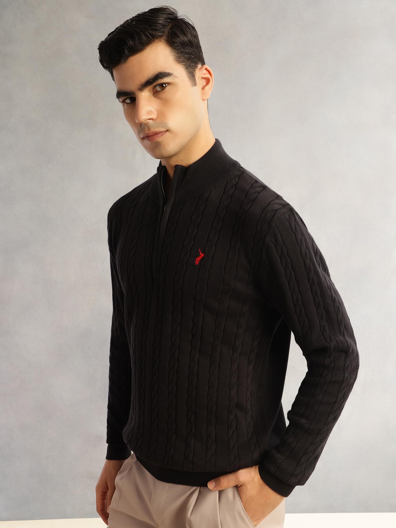 Thomas Scott Uomo | Vestibilità regolare | Manica lunga | Collo alto | 100% cotone | Lavaggio a secco | Maglia a trecce | Maglione