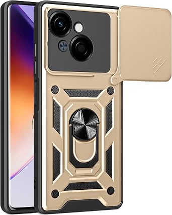 Compatible with Tecno Spark Go 1 Case Cover,Compatible with Tecno Pop 9,with Slide Camera Lens Cover Compatible with Tecno Spark Go 2025 Case Gold