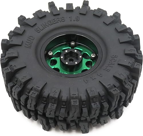 Miniatura 5 de HOBBYSOUL Soft Sticky 1.9 Mud Slingers Neumáticos T8 4.724 in4.72 pulgadas y 1.9 Beadlock Ruedas Color Verde Azul Para 110 Rock Crawler Traxxas TRX4