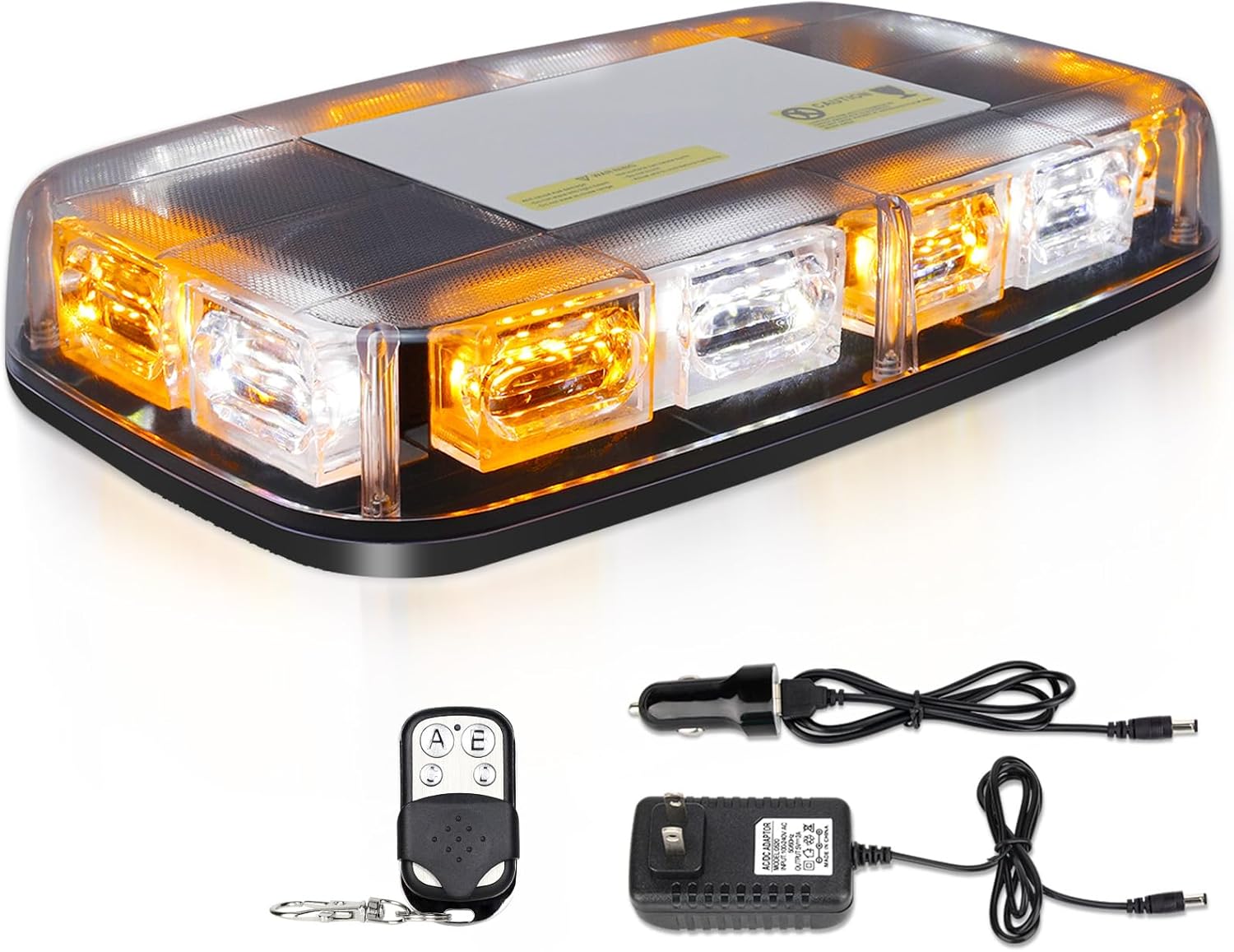 Amber Strobe Lights with Magnetic Base, 48 LED Wireless Rechargeable Emergency Strobe Beacon Light, 12V-24V Roof Top Flashing Light for Car Trucks Vehicles