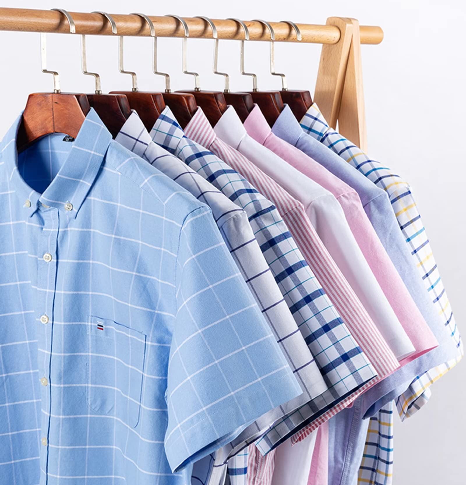 Los Hombres Camisas clásicos de Manga Corta Camisas Verano Tops Casual Camisa Oxford 100% Algodón