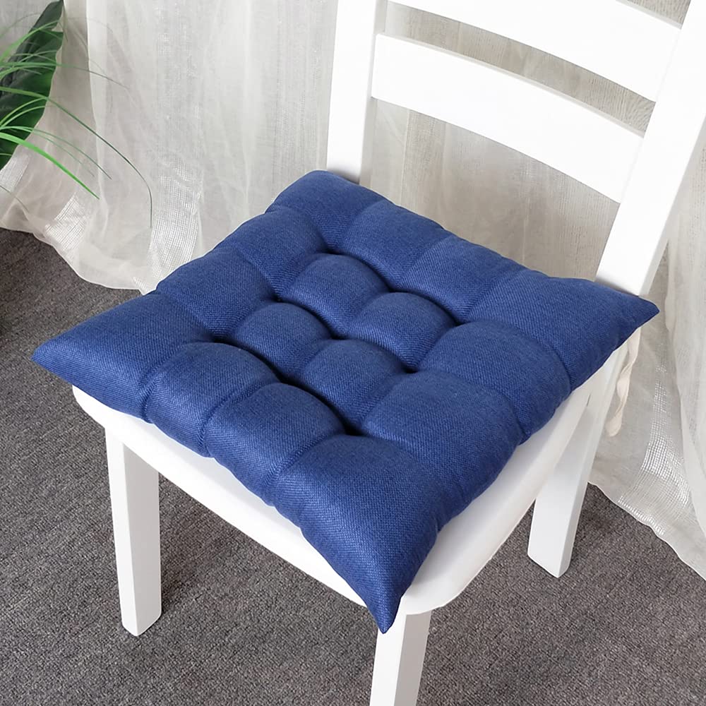 2 Coussins De Chaise Jardin 40x40 Cm - Treillis, Sangles De Fixation, Intérieur/extérieur, Bleu - 2