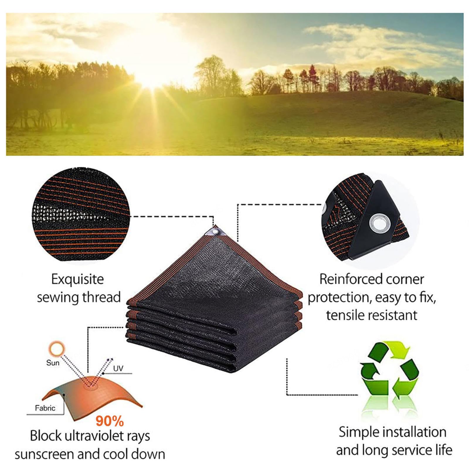 Rete Ombreggiante Resistente ai Raggi UV Vela da Giardino Rete Telo Ombra Rete Antigrandine con Occhielli, per Patio Piscina,5x5m