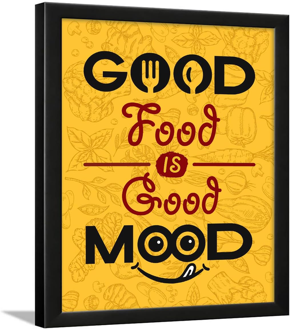 Chaka Chaundh Kitchen Quotes Framed Wall Hanging Poster ( Yellow, 13.5 X 10.5 inches )