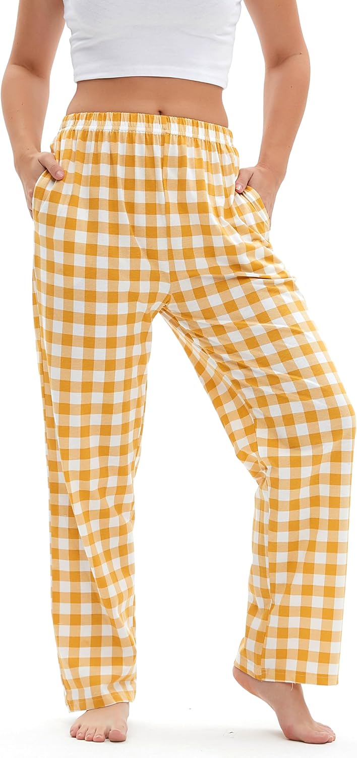 Womens Pajama Pants Soft Cotton Sleep Lounge Pant Elastic Waist Pajama Bottoms