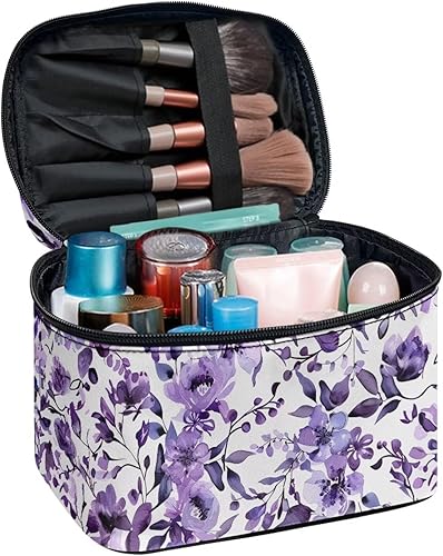 Vista 34 de doginthehole Bolsa de maquillaje, bolsa de cosméticos de viaje, bolsa de aseo portátil grande, organizador de accesorios para mujeres y niñas