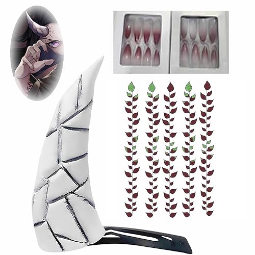 Kamado Nezuko Tatuaje y cuerno Anime Kamado Nezuko Cosplay Prop Disfraz (8236)