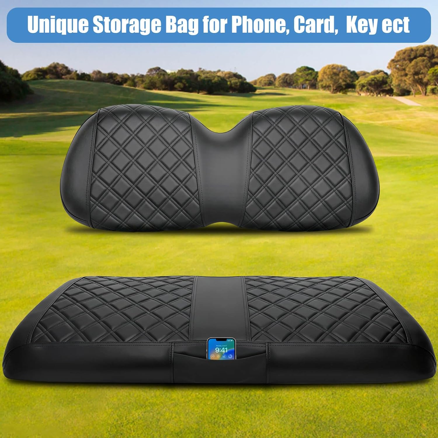 MOSNAI Club Car Precedent Seat Covers, Golf Cart Seat Covers for Club Car Precedent OEM Ordinary Seat, Front Seat Cover with Concave and Convex Design, Thick Vinyl Leather Comfortable/Easy to Clean