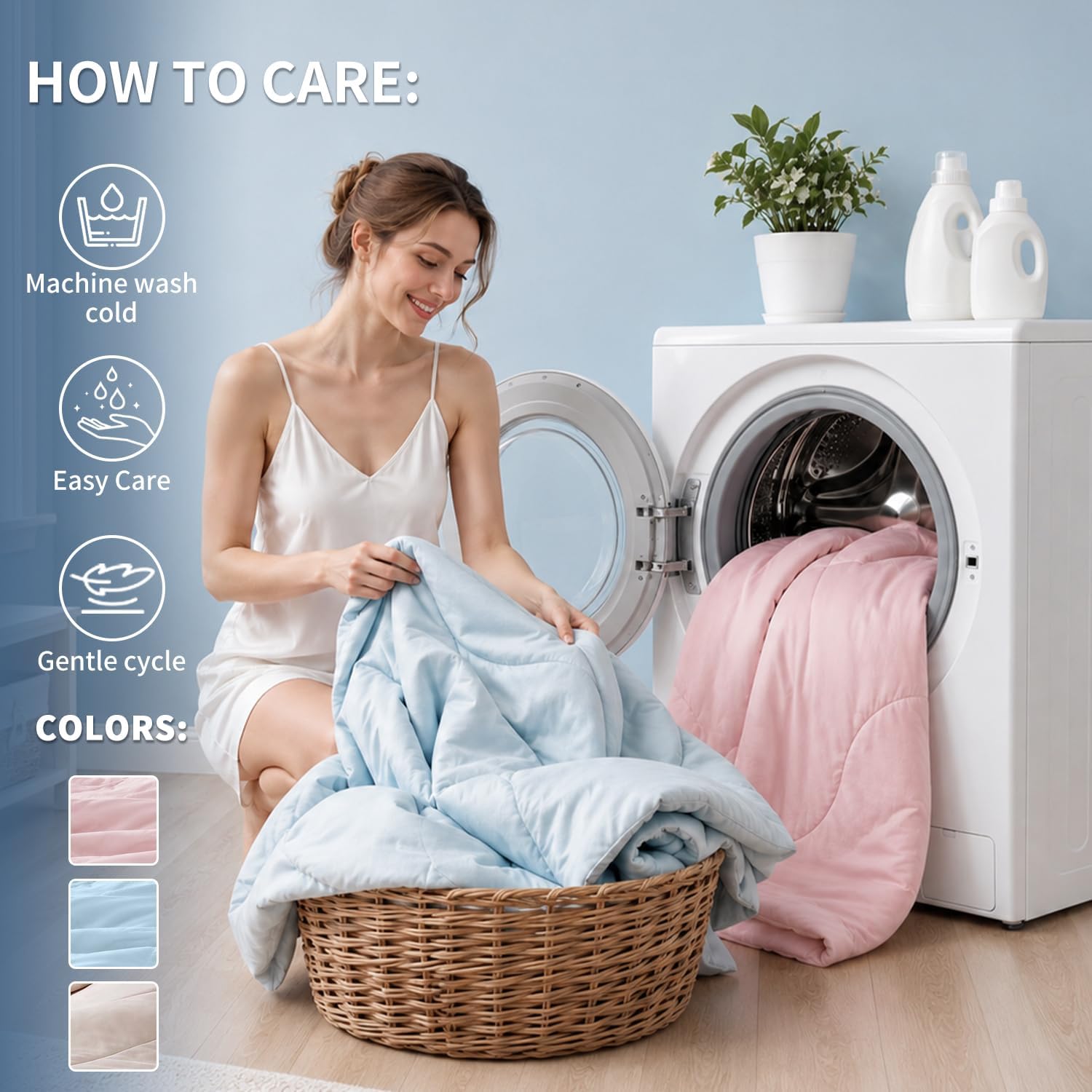 Cooling Comforter Queen Size for Hot Sleepers, Lightweight Summer Bedding | Dual-Sided Cooling Blanket with Soft Breathable Fabric for Night Sweats, Hot Flashes & All-Season Comfort