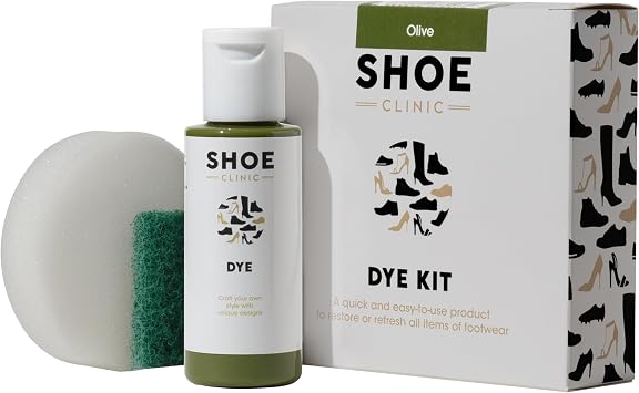 Shoe Clinic Shoe Colouring Kit | Complete Shoe Dye Kit for Leather, Fabric, Satin & Canvas Fabrics | Restore or Change The Colour of Footwear | Use on Trainers, Boots Sneakers & More | Olive