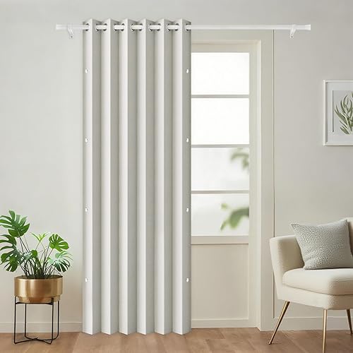 Miniatura 64 de Persianas verticales de tela, persianas de puerta 100% opacas, persiana vertical para puertas correderas, 1 panel, 100 pulgadas de ancho x 84 Blanco