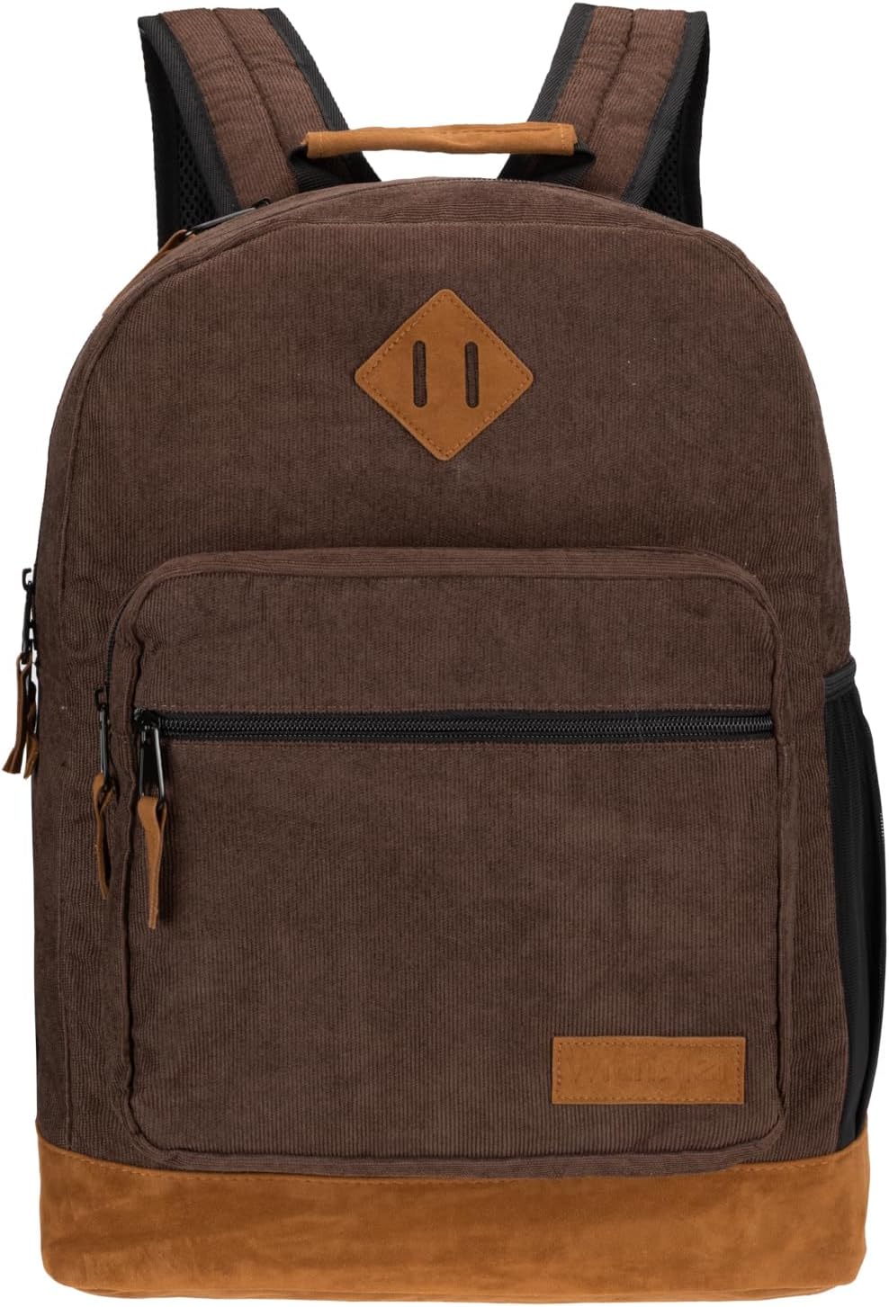Wrangler Yellowstone Sturdy Backpack for Travel Classic Logo Water Resistant Casual Daypack for Travel with Padded Laptop Notebook Sleeve (Dark Brown Cord)