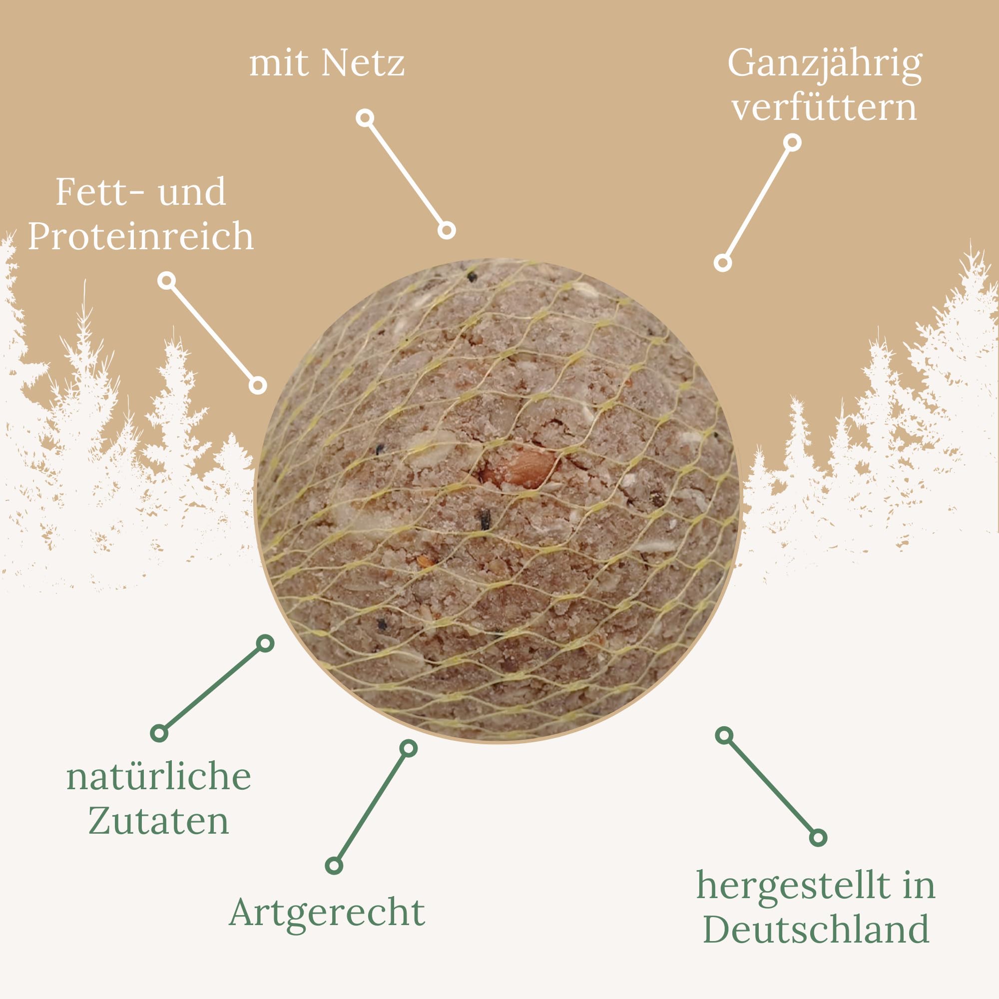 Orni Riesen Meisenknödel mit Insekten 500g | 12 Stück | Leckerer Insektenknödel mit Netz zum Aufhängen | beliebt bei Amseln Meisen und Co | Ganzjahresknödel für Winter, Frühjahr und Sommer