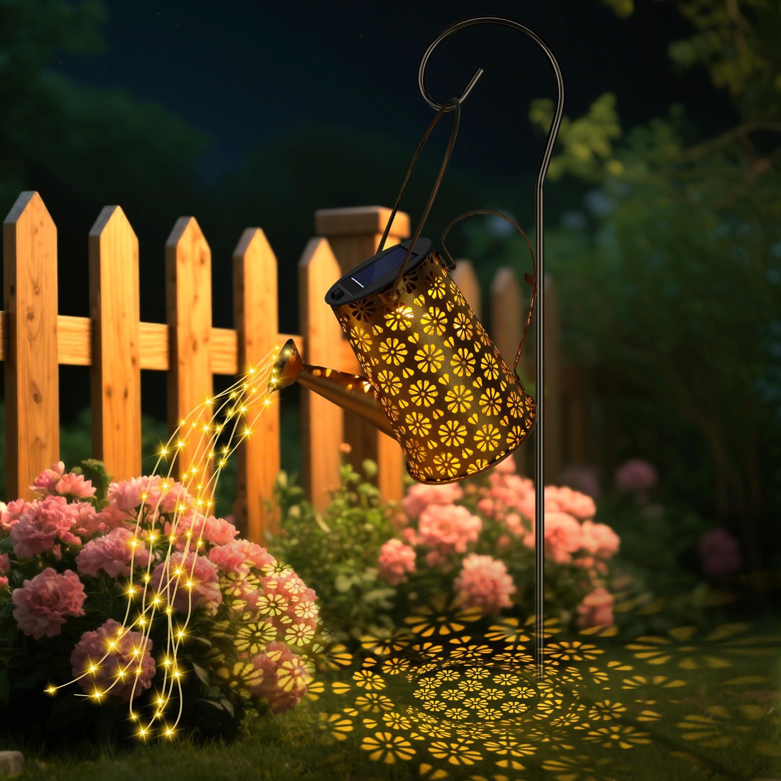 LED-Solar-Gießkanne-Leuchten Für Den Außenbereich, Wasserdichte Lichterkette Mit Wasserfall-Effekt, Warmweiß, Vintage-Metall-Gartenpendelleuchten, Geeignet Für Terrassen, Rasenflächen, Wege, Geschenke