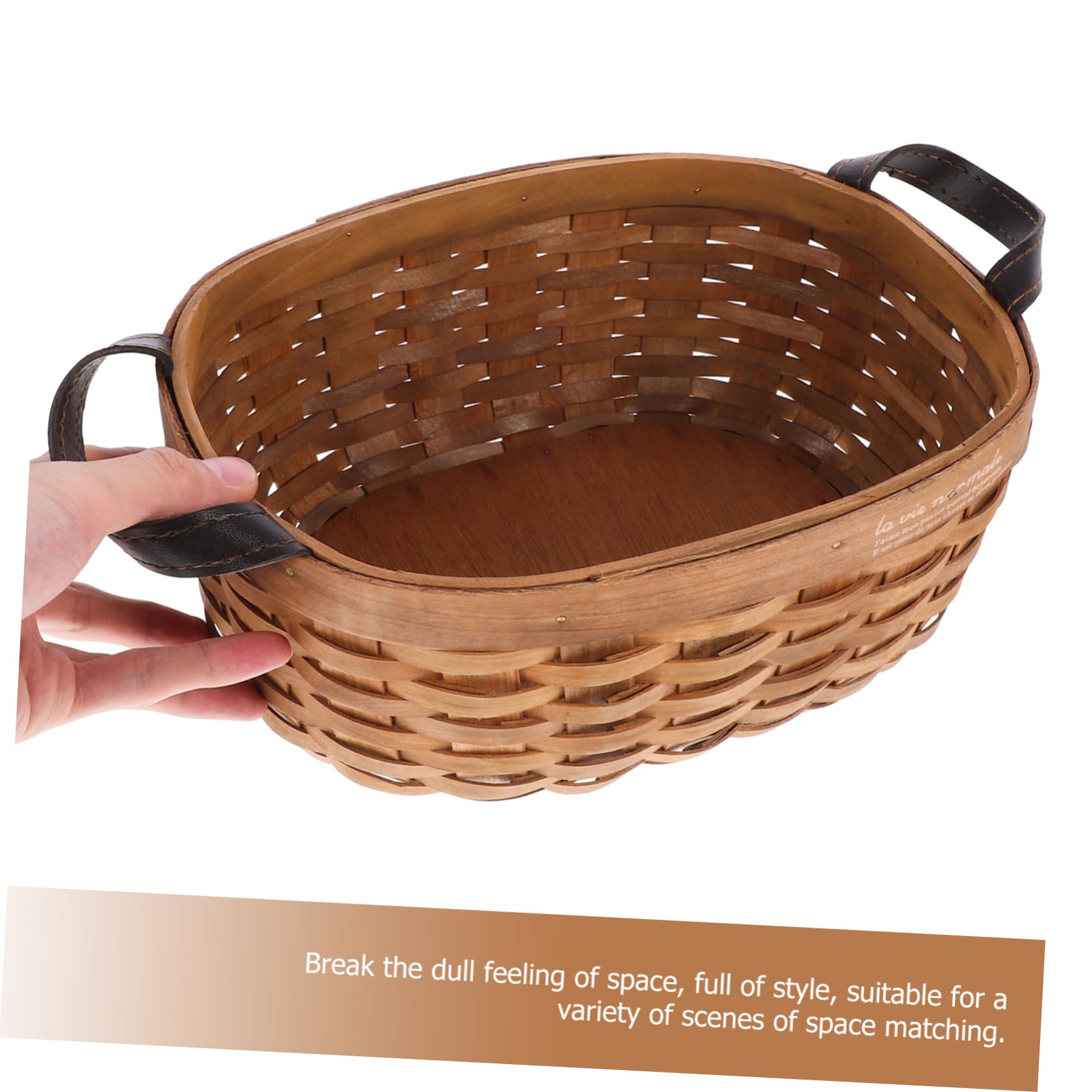 Cabilock Rustic Woven Storage Basket with Double Handles Versatile Desktop Organizer for Fruits Bread and Sundries Decor for Tidy Interiors