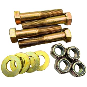 1/2"-20 x 2.5 Grade 8 Bolts 4-Pack Heavy-Duty Hex Bolts with Flat Washers & Nylon Lock Nuts High-Strength SAE J429 Anti-Vibration 2.5" UNF Fine Thread