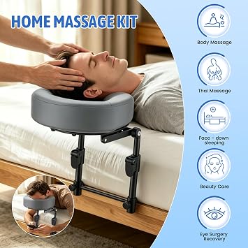 Massage Headrest for Bed, Universal Adjustable Massage Table Face Cradle Cushion, Converts Home Mattress into Massage Table, Face Down Rest Support Pillow After Eye Surgery, Home SPA Salon Beauty