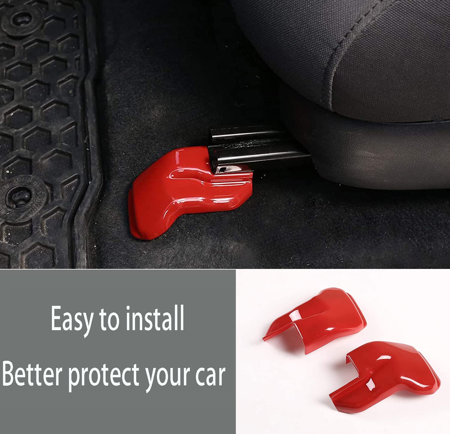 KEAIMEI Car Accessories Fit for 2016-2022 Toyota Tacoma Anti-dust Seat Bracket Fixing Bolts Cover Trims (Red) 4 PCS