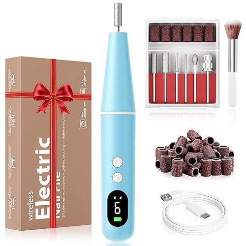 Miniatura 13 de Kit de taladro eléctrico profesional para uñas, lima de uñas eléctrica inalámbrica de 9 velocidades con pantalla LED, máquina de taladro de uñas