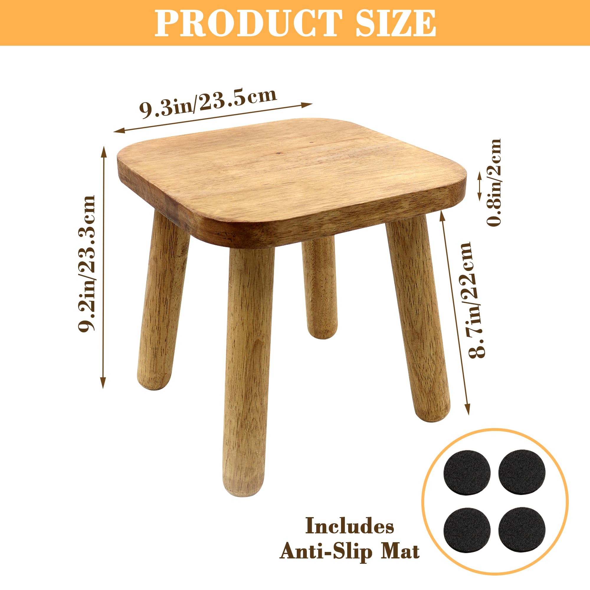 Petit marchepied en bois massif pour adultes, tabouret d'intérieur amovible en bois court pour chambre à coucher, cuisine, salle de bain, support de plantes (1 pièce)