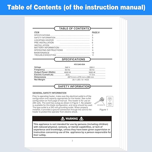 Miniatura 6 de INNOVATIVE LIFE Calentador eléctrico de garaje de 4800 vatios de 240 V con termostato y temporizador, calentador eficiente forzado por ventilador
