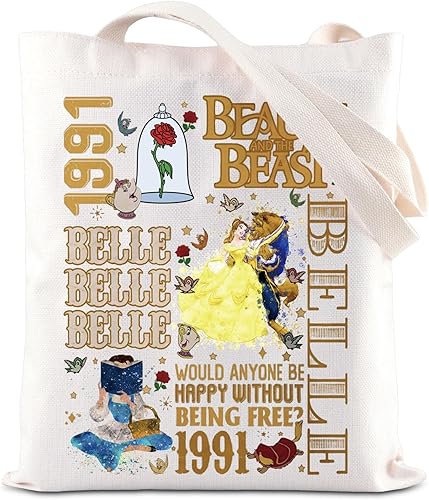 ENSIANTH Regalo inspirado en la película de belleza, una cola tan antigua como el tiempo, bolsa de mano inspirada en la princesa, bella amante,