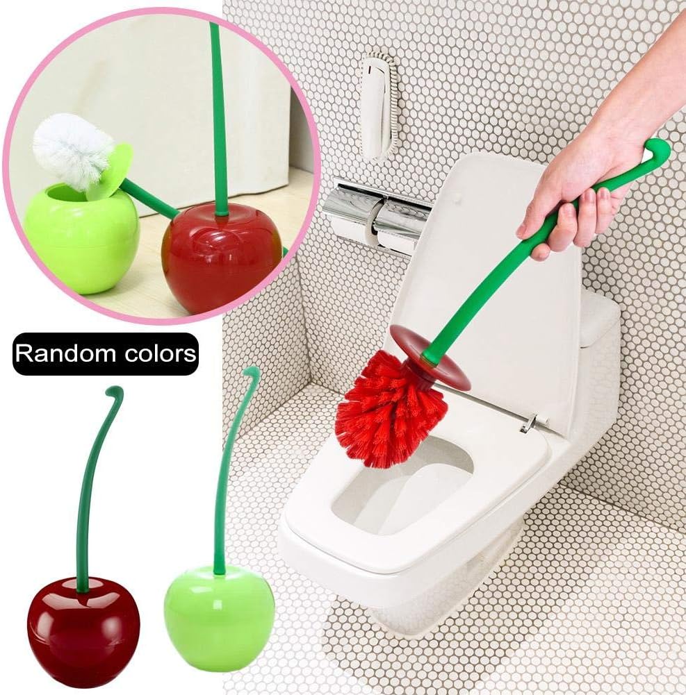 Never-hu Creative Cherry Shaped Toilet Brush Set, Compact Toilet Brush And Holder,ABS Plastic Handle,Decorative Toilet Brush,Bathroom Cleaning Tool Random Color Delivery