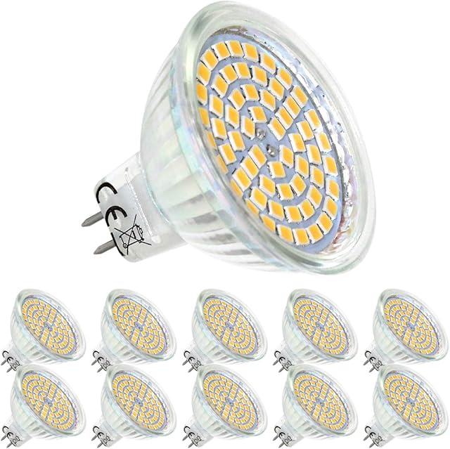 GVOREE GU5.3 LED Light Bulbs,MR16 5W LED Bulbs,Equivalent to 40W Halogen Bulbs,450lm 5W,12V,3000K Warm White 120° Beam Angle,Non-Dimmable,Recessed Lighting Pack of 10