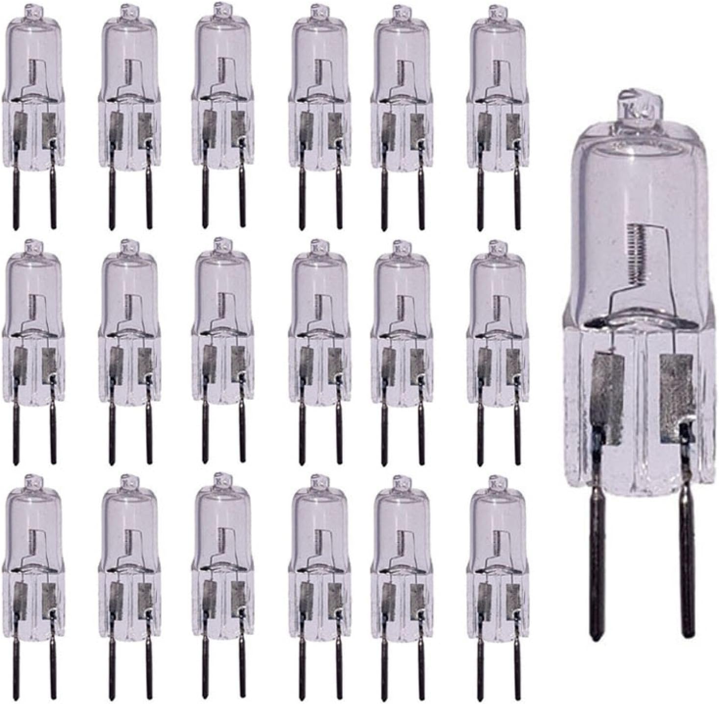 20Pc Capsule G6.35 Halogen Bulbs 24V 100W GY6.35/G6.35 T4 Jc Type Clear Capsule 2 Pin Lamp Bulb Halogen Pin Base Dimmable 20W