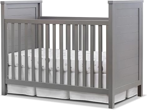 Sorelle Furniture Farmhouse Classic Crib 3-in-1 Convertible Crib, Made of Solid Pine Wood Non-Toxic Finish, Wooden Baby Bed, Toddler Bed and Childs Daybed, Nursery Furniture-Weathered Gray