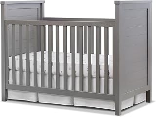 Sorelle Furniture Farmhouse Classic Crib 3-in-1 Convertible Crib, Made of Solid Pine Wood Non-Toxic Finish, Wooden Baby Bed, Toddler Bed and Child’s Daybed, Nursery Furniture-Weathered Gray