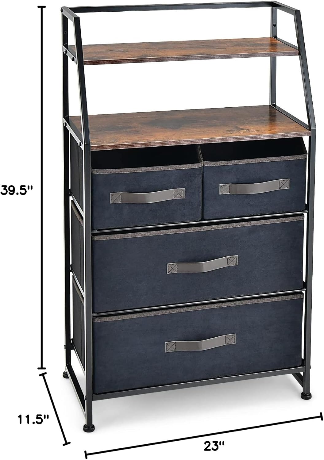 Giantex 4-Drawer Storage Dresser for Bedroom - Tall Storage Tower Unit with 2-Tier Shelf & Fabric Bins, Floor Storage Chest of Drawers for Closet, Living Room, Bedroom, Entryway Storage Organizer