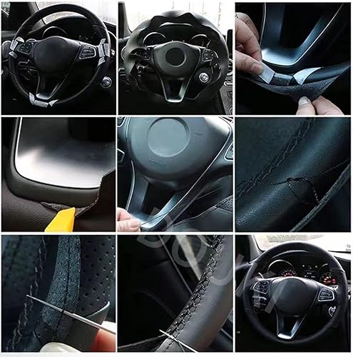 Miniatura 5 de Funda de cuero negro para volante de automóvil BYD Song Plus Dmi Qin Pro Max Yuan Tang HAN EV 2015-2023