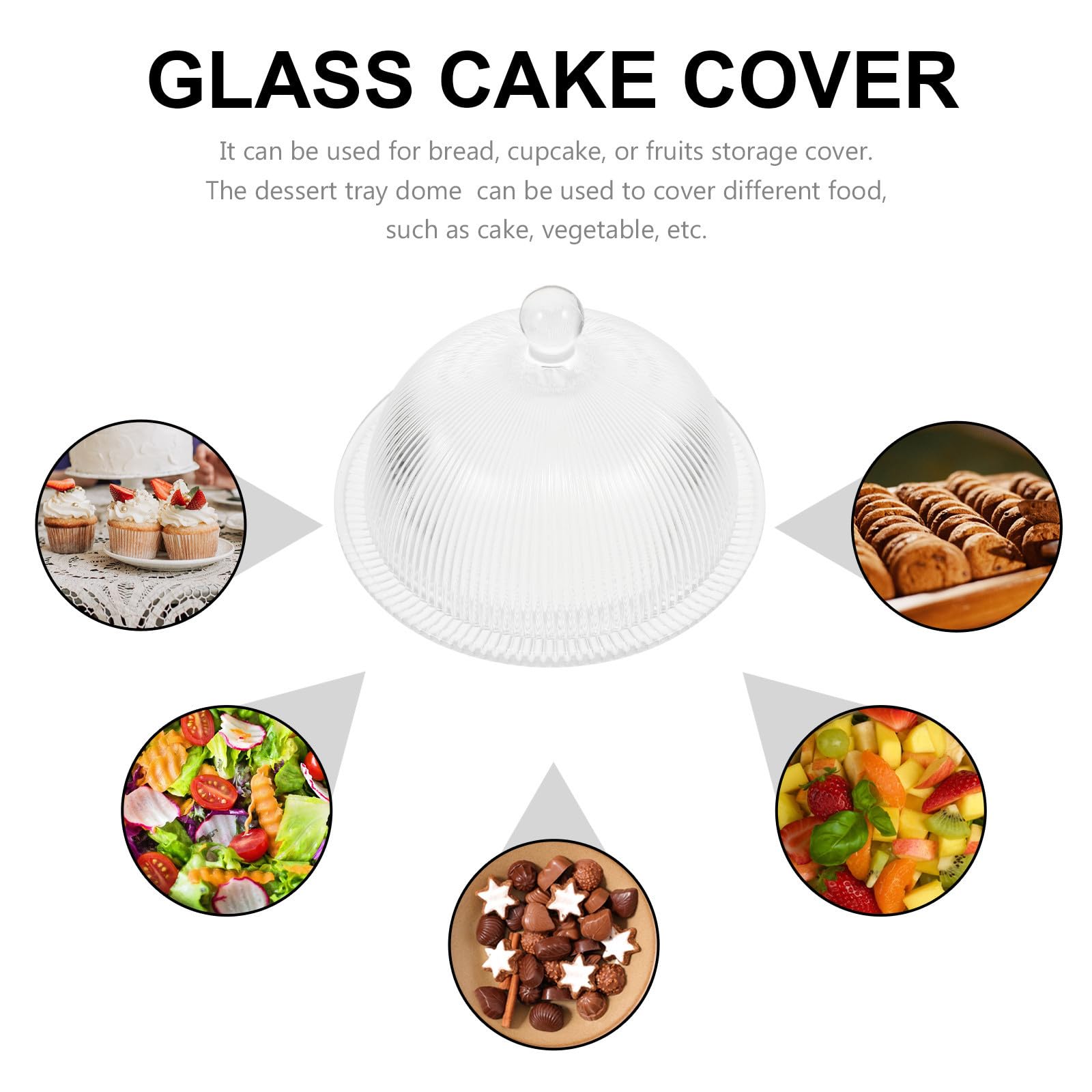 Sosoport Soporte para Tartas Cúpula de Vidrio Transparente para Exhibición y Protección de Pasteles, Plato de Degustación para Postres y Frutas, Diseño Estable y Práctico