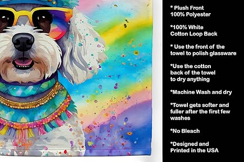 Miniatura 5 de Caroline's Treasures DAC2464KTWL Bichon Frise Hippie Dawg - Toalla de cocina para invitados, toalla de baño decorativa para cara, té, paño de